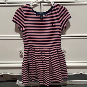 Polo by Ralph Lauren Kids Dress in Pink and Navy Stripes